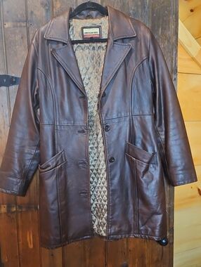 Vintage Brown Leather Trenchcoat